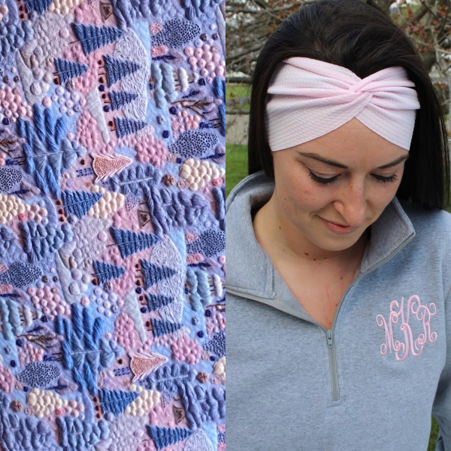 Embroidered Winter Adult Twist Headband