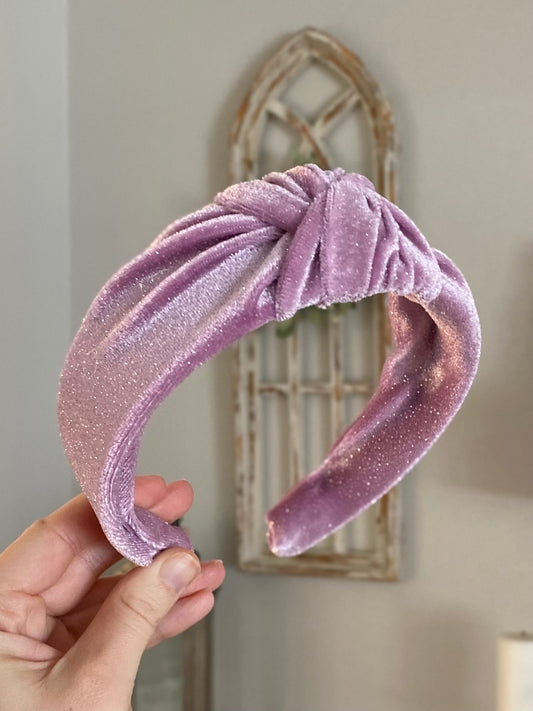 Purple Glitter Velvet Knotted Headband
