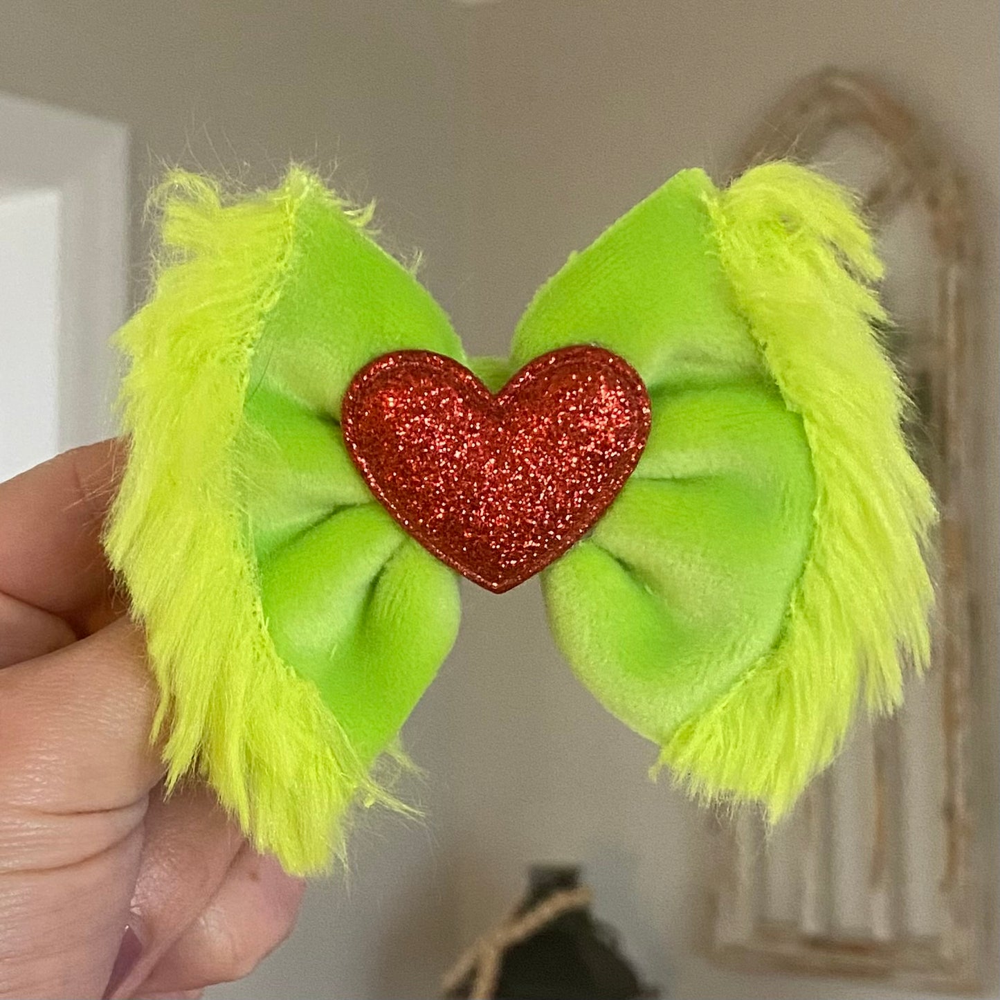 Grinch Fur and Velvet Bow