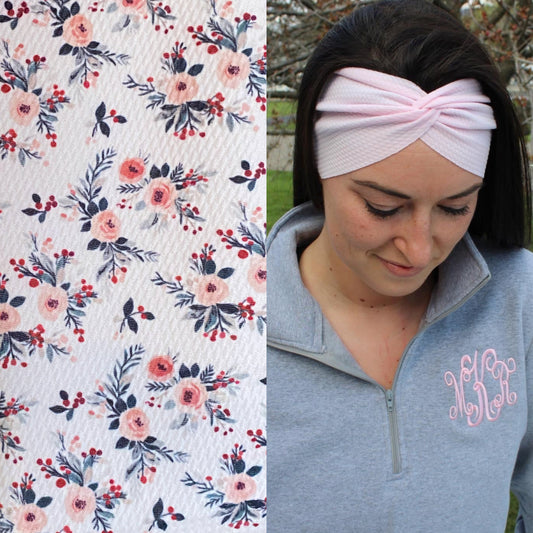 Winter Floral Adult Twist Headband
