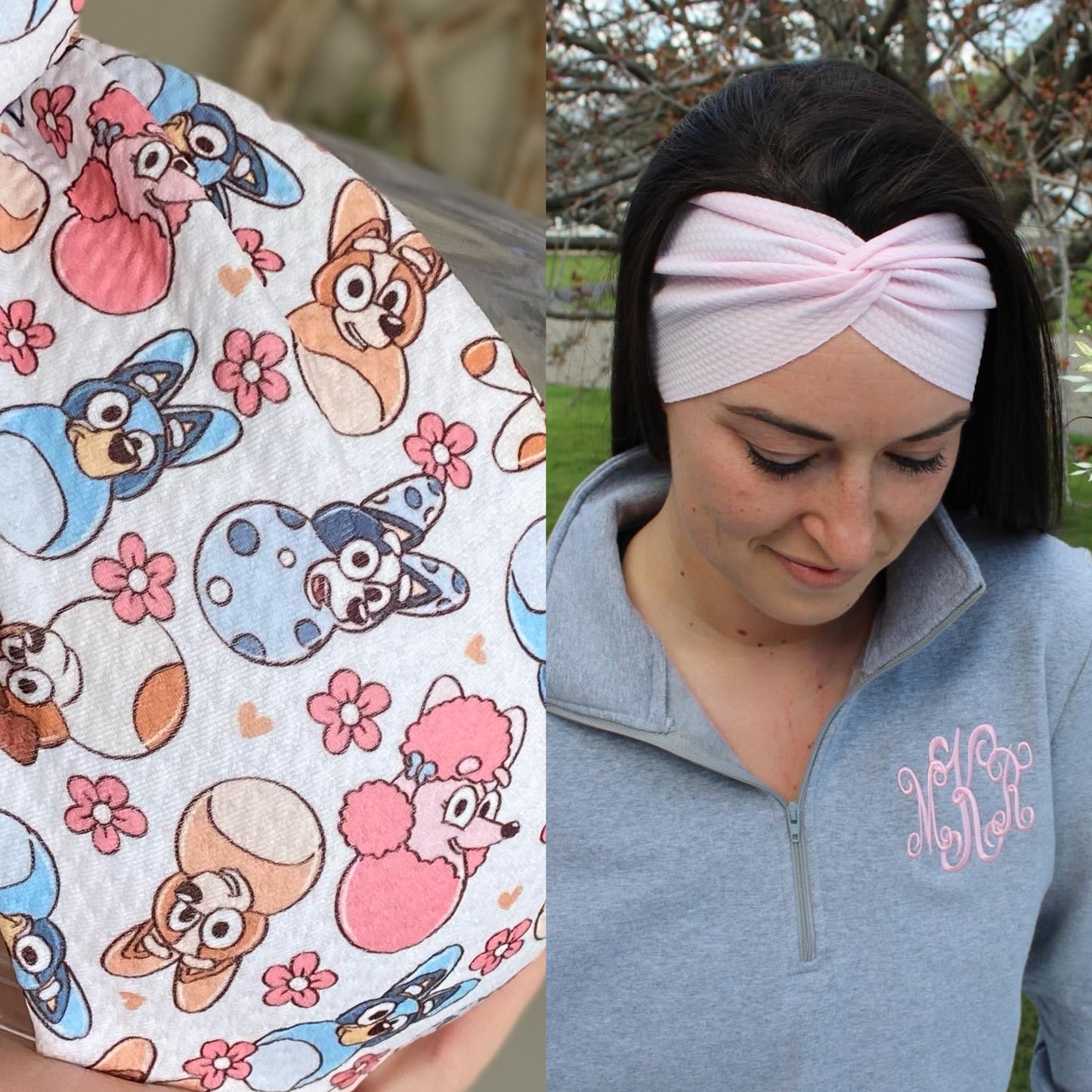 Blue Dog Bunnies Adult Twist Headband