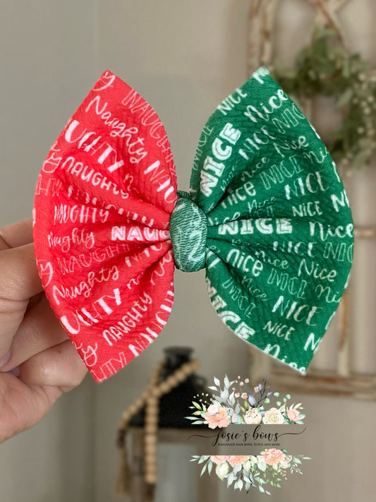 Naughty/Nice Two Tone Bow