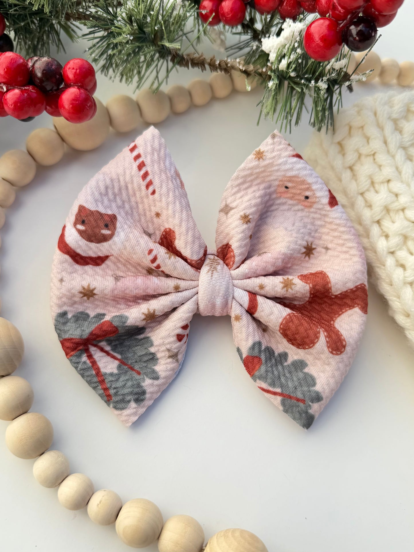 Beige Christmas Bow