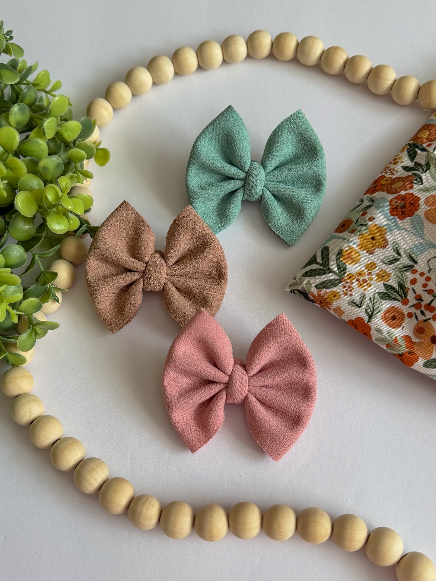 Earth Tones Suede Mini Bows