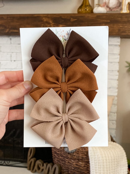 Brown Suede Pinwheel Trio Set