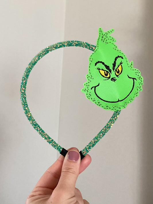 Glitter Grinch Headband