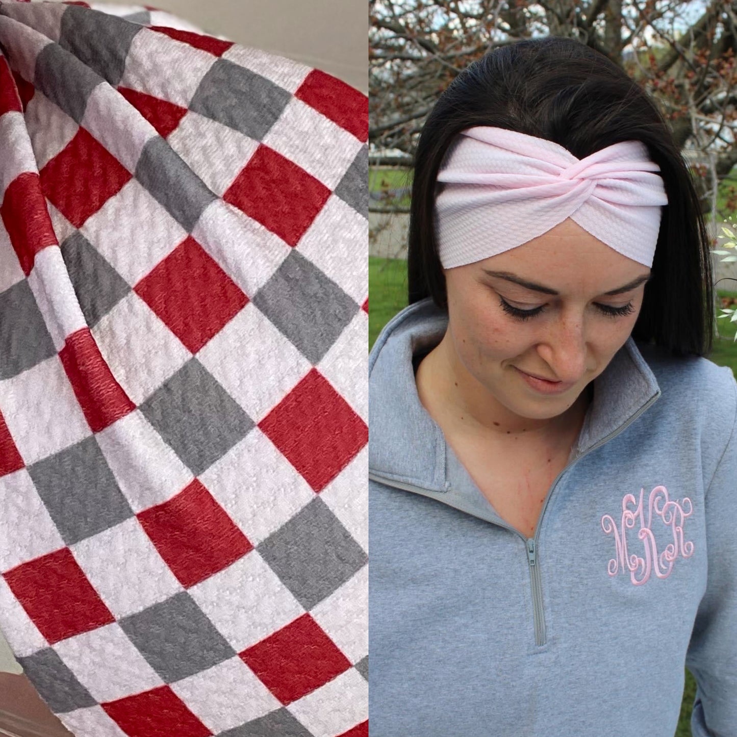 Holiday Checkerboard Adult Twist Headband