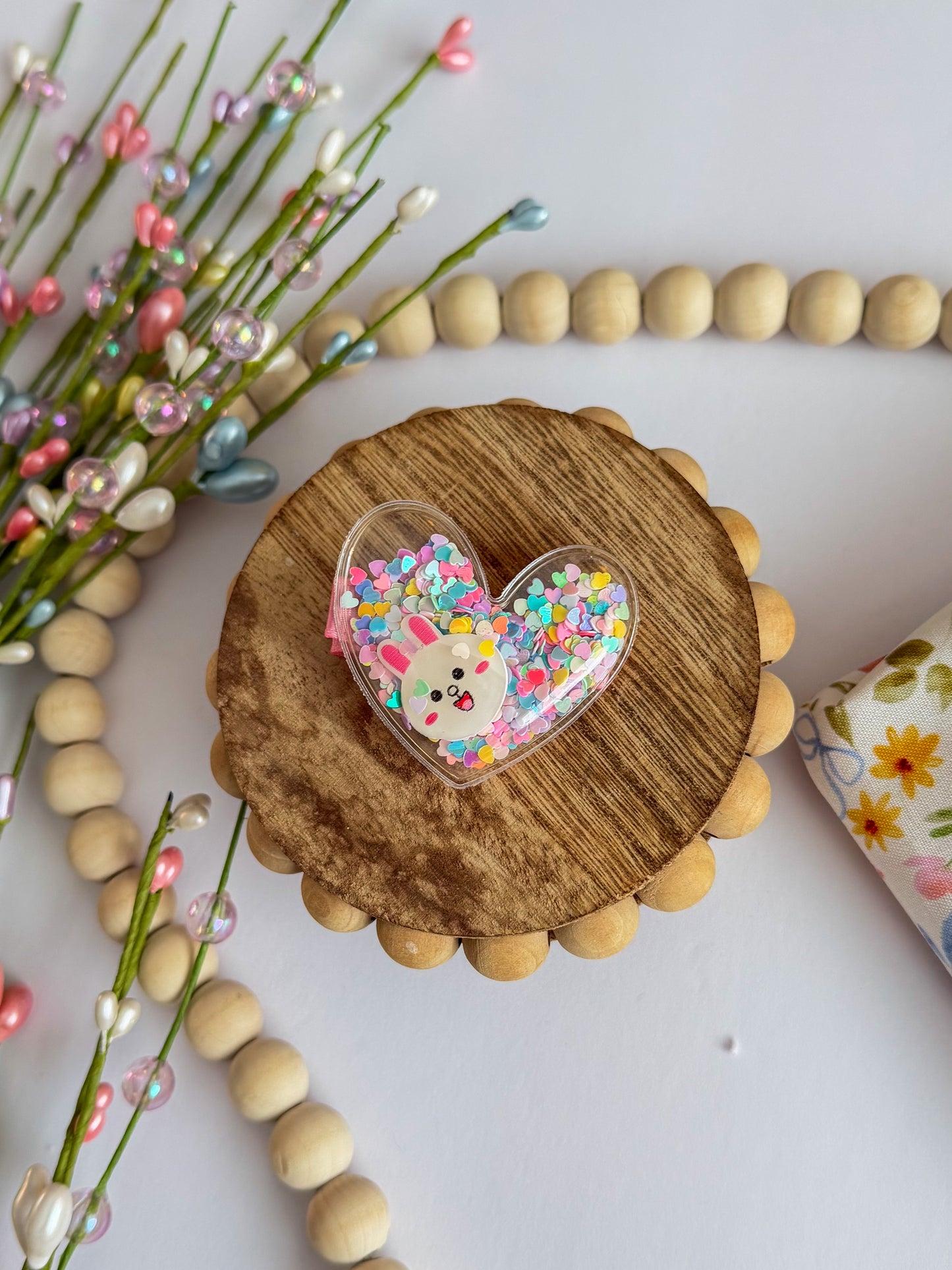 Bunny Heart Shaker Clip/Bow