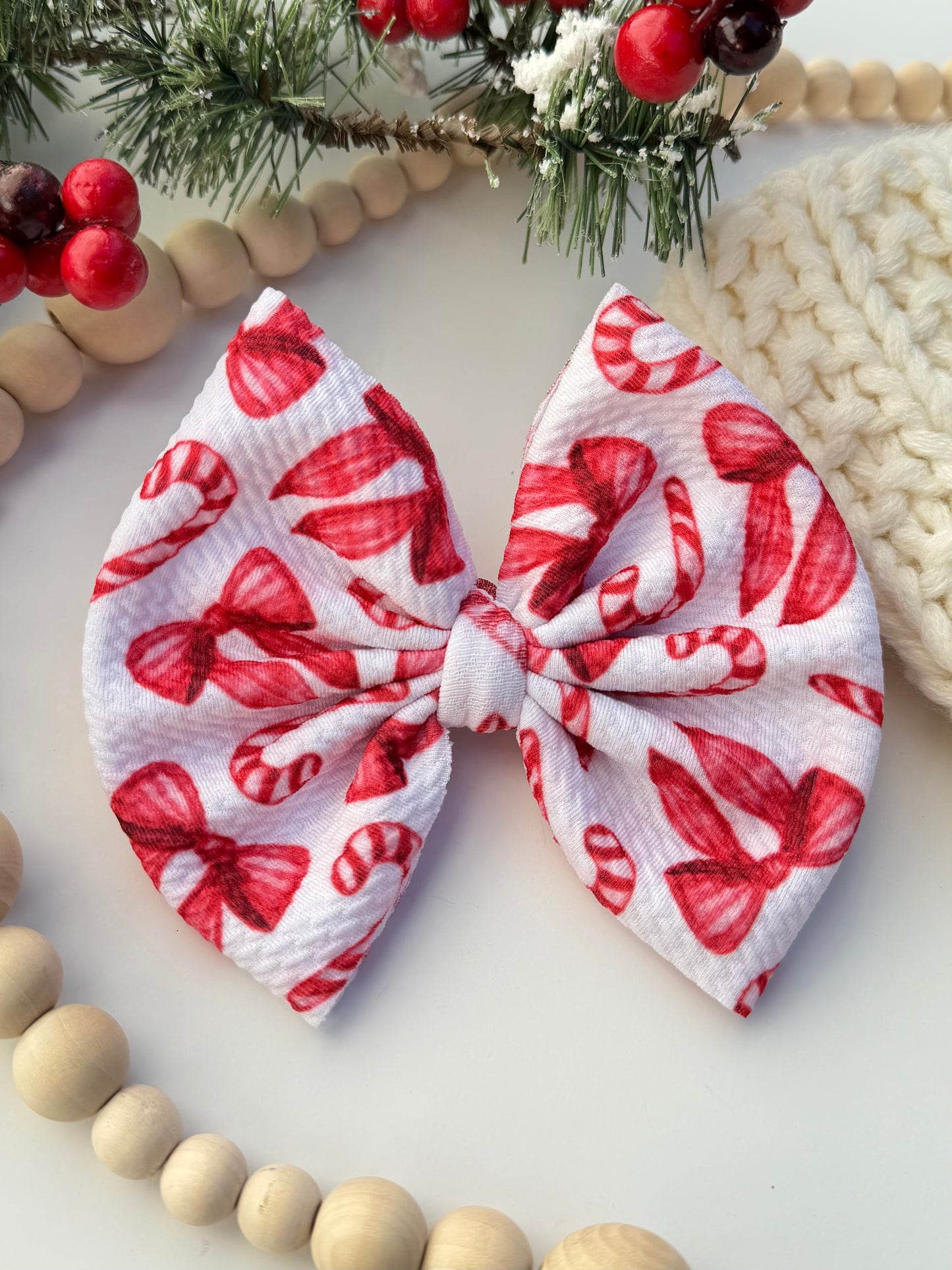 Candy Cane Coquette Bow