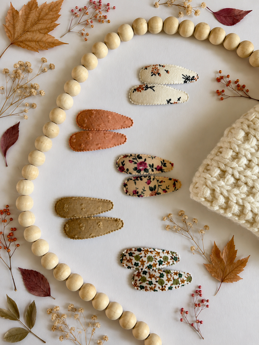 Fall Floral Fabric Snap Clips