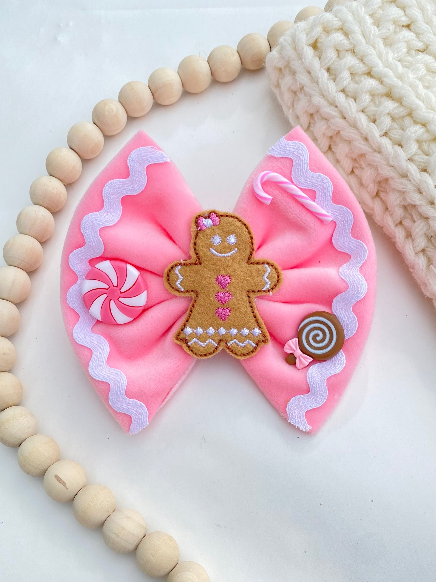 Pink Gingerbread Candyland Bow