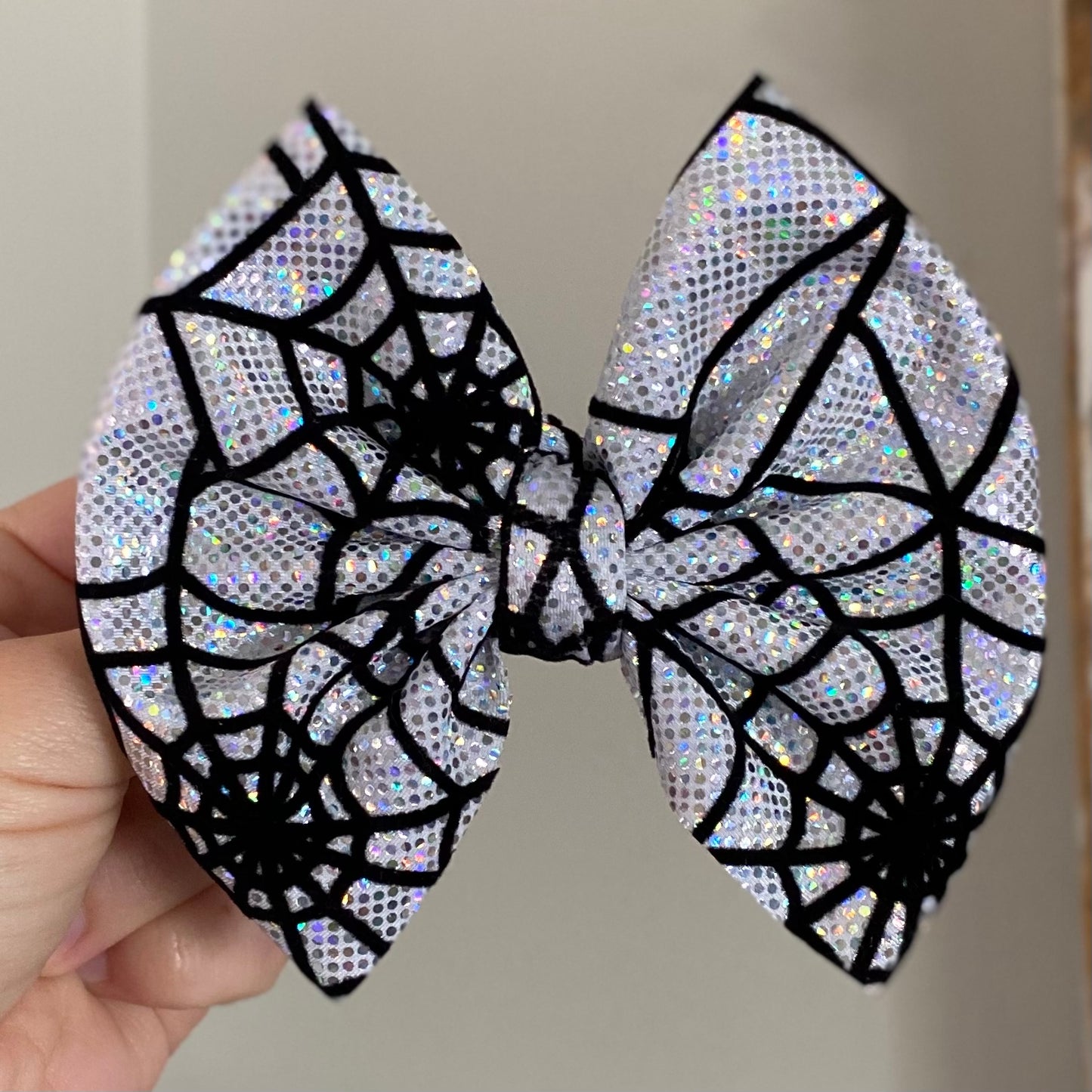 Holographic Spiderweb with Crystal Spider Embellishment