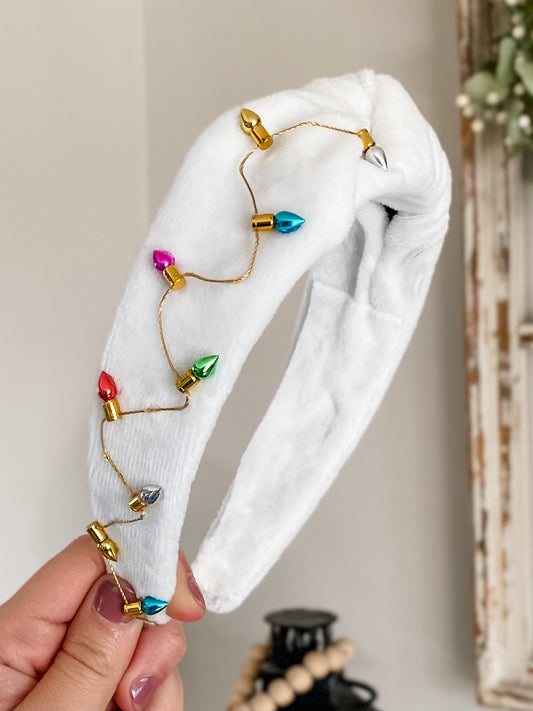 Christmas Lights Velvet Adult Knot Headband