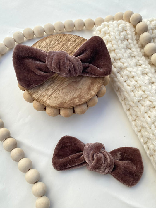 Cozy Cocoa Velvet Knot Bow