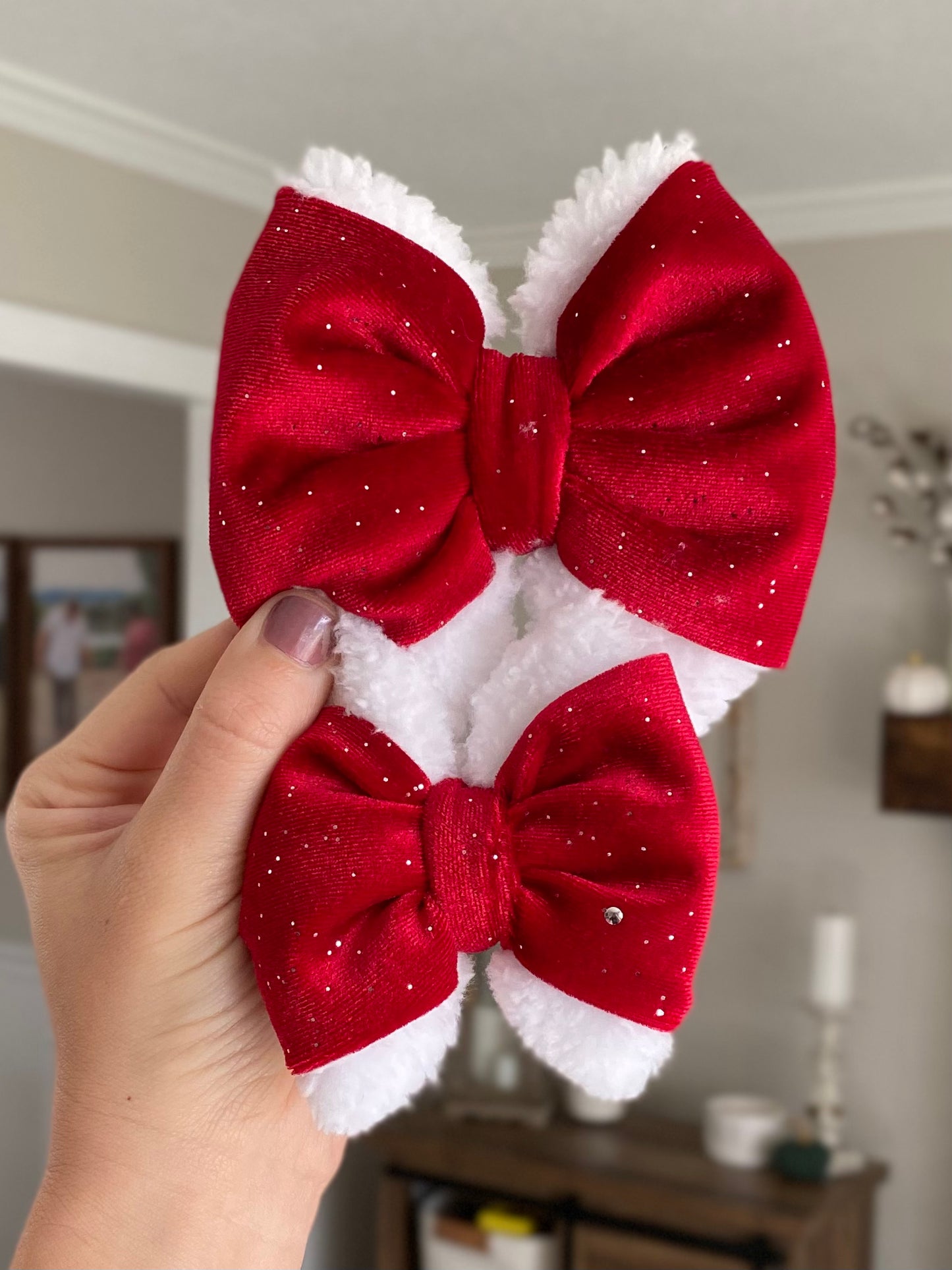 Velvet Shimmer Santa Bow