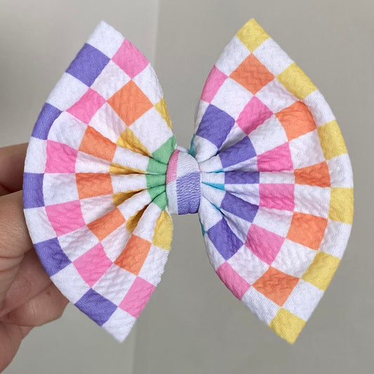 Rainbow Checkerboard Bow