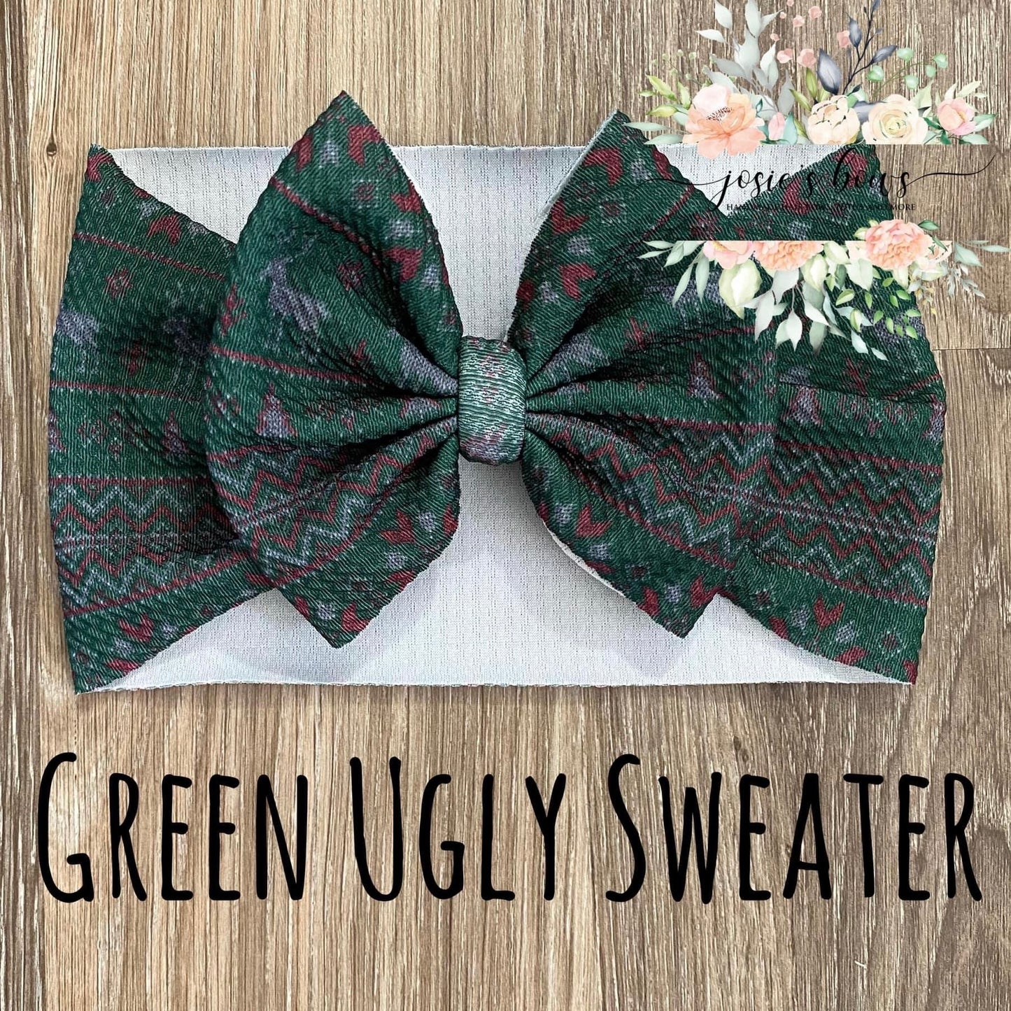 Ugly Sweater (Green) Bow