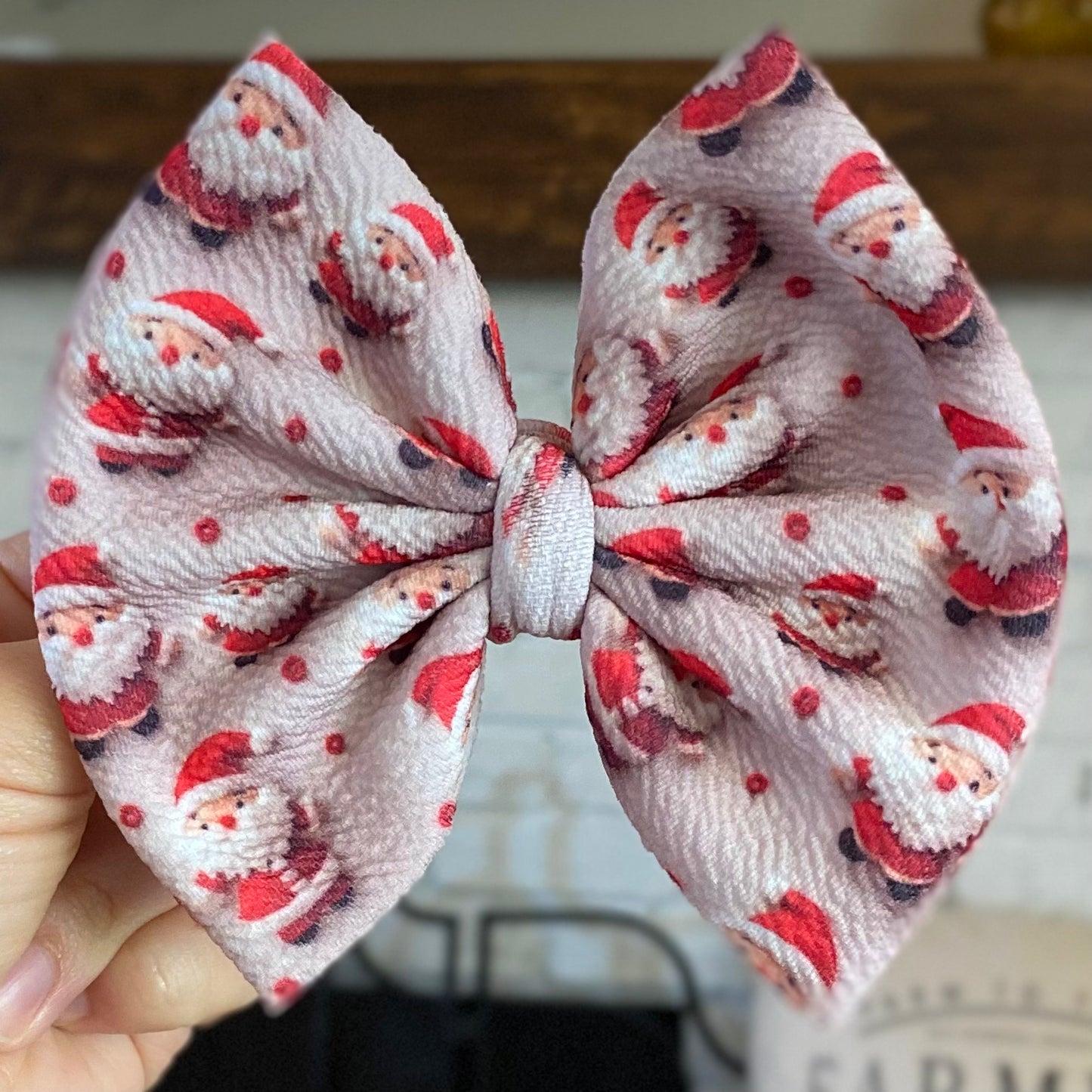 Embroidered Santa Bow