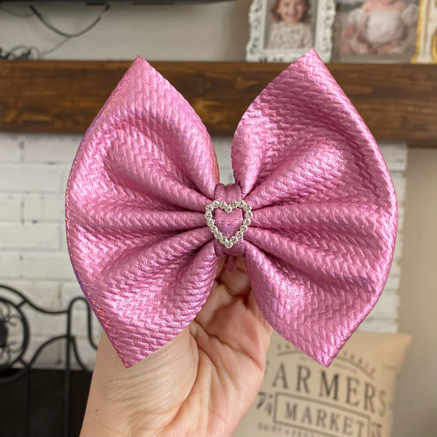 Metallic Heart Buckle Bow