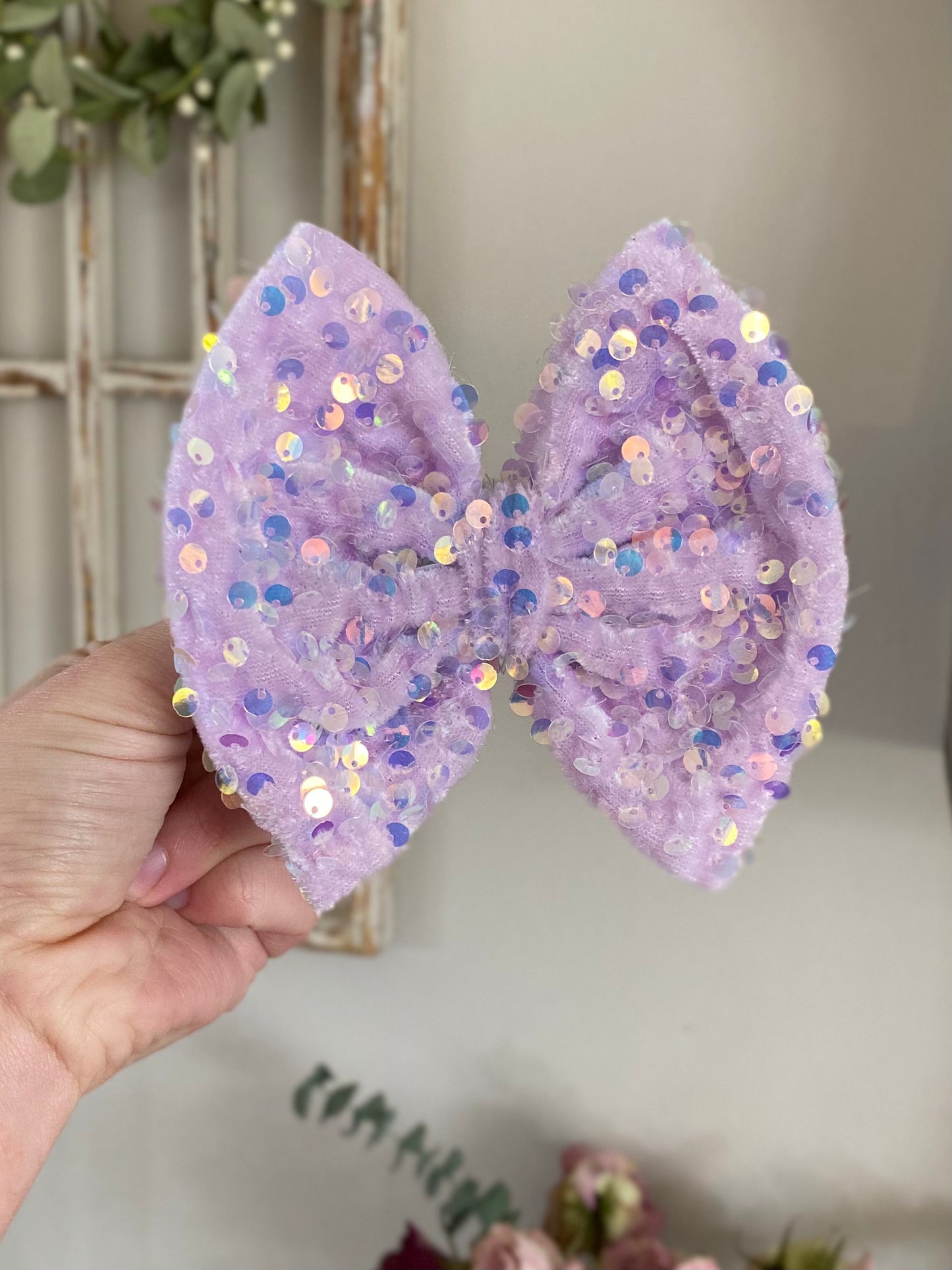 Lilac Sequin Bow