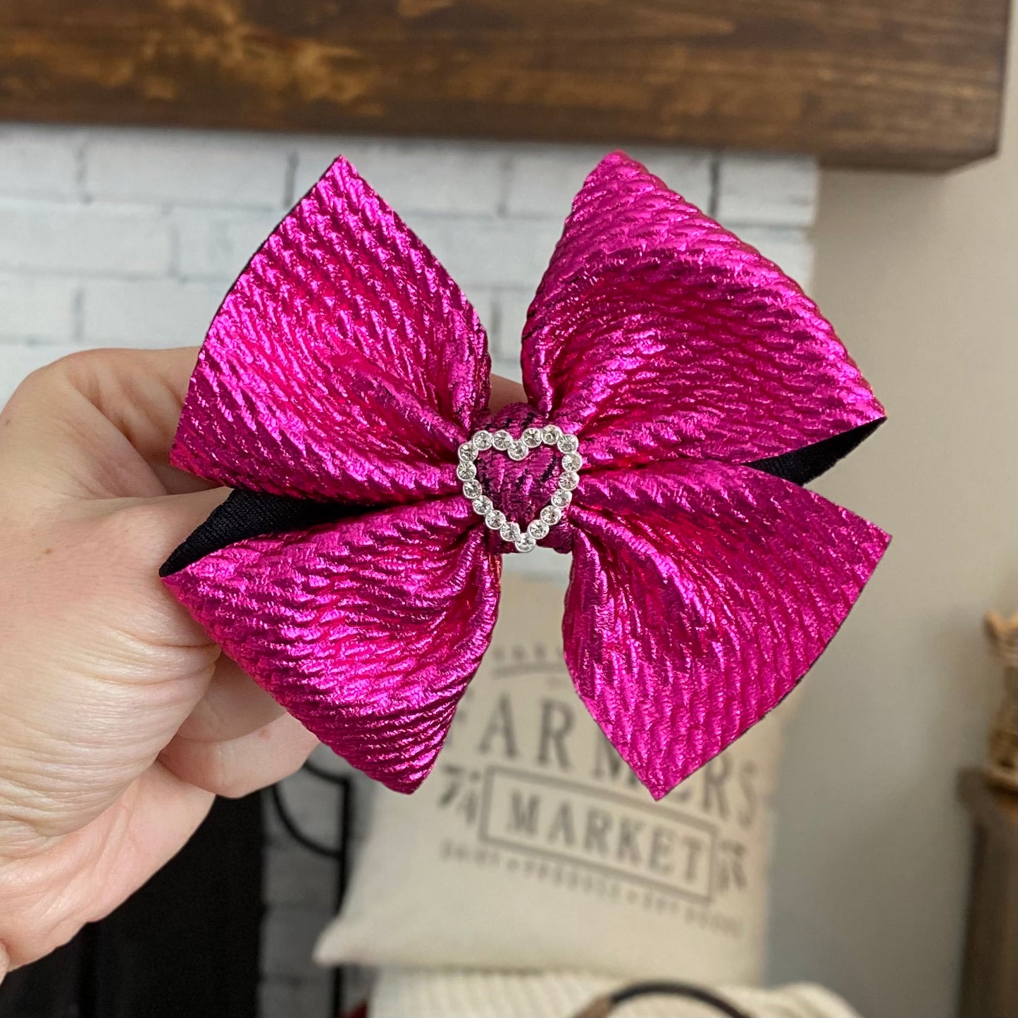 Metallic Heart Buckle Bow