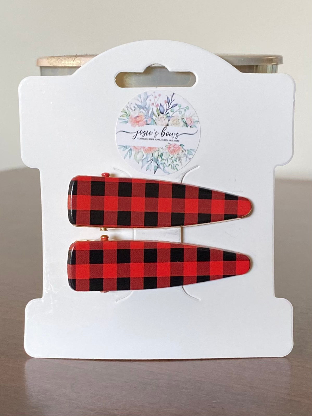 Red Buffalo Plaid Alligator Clip Set