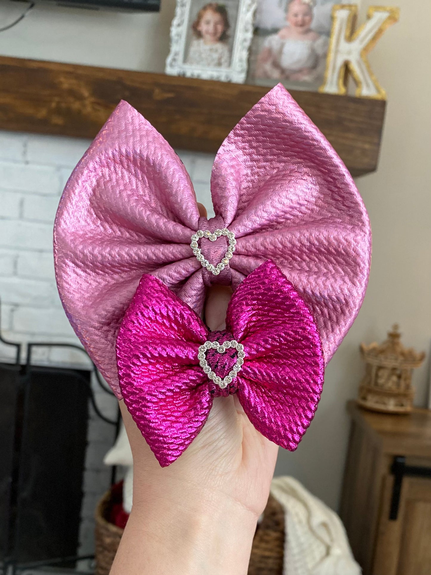 Metallic Heart Buckle Bow