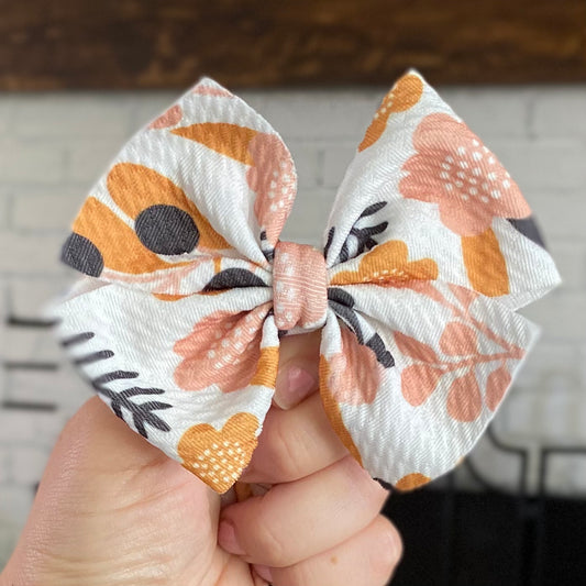 Autumn Floral Pinwheel Bow