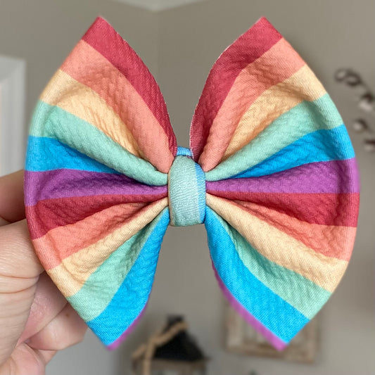 Rainbow Stripe Bow