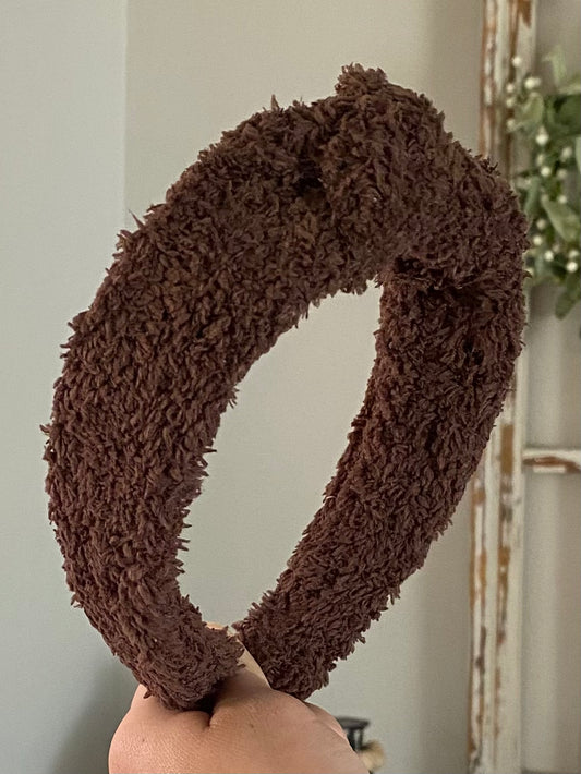 Brown Cozy Sherpa Knotted Headband