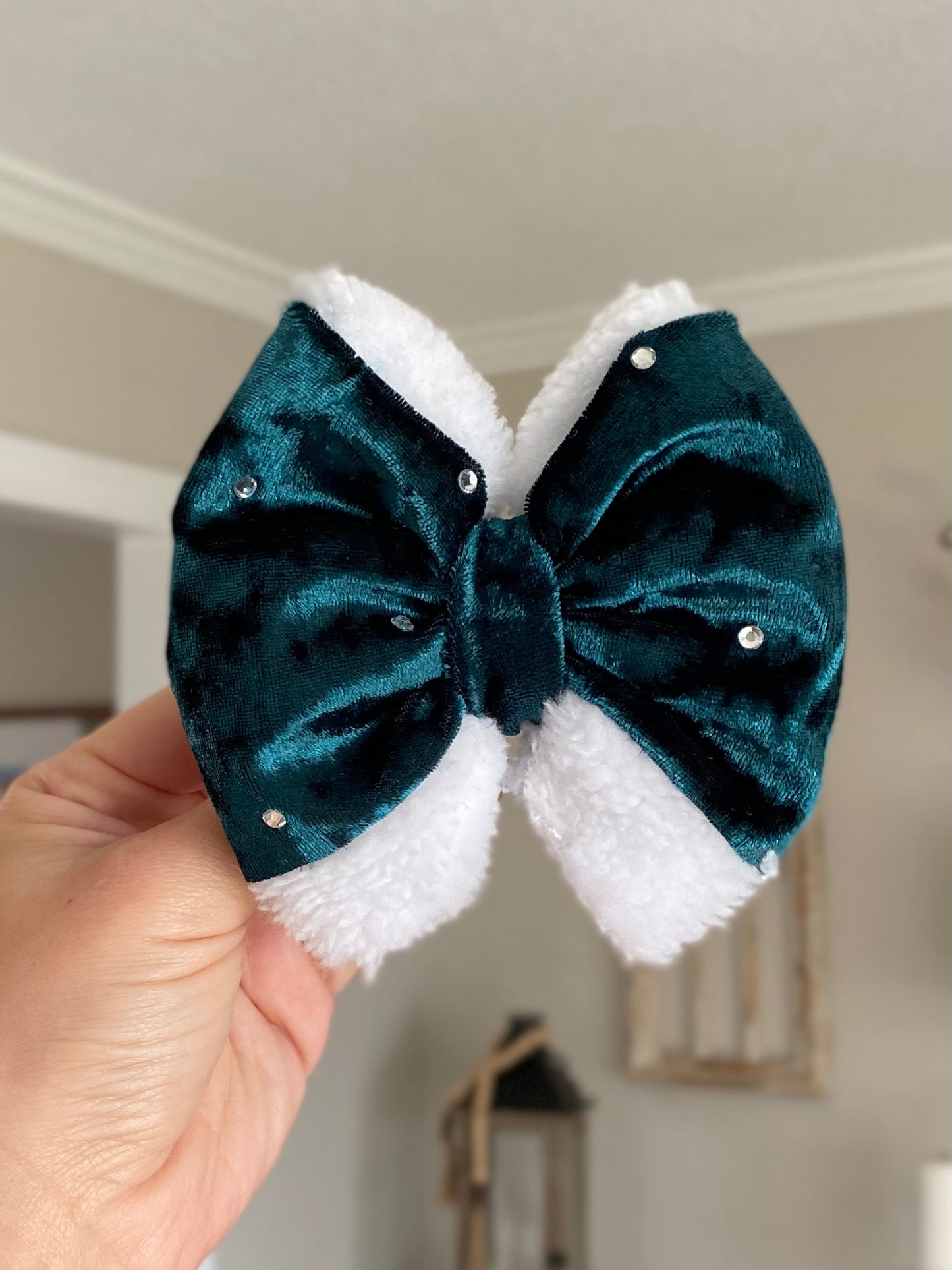 Velvet Shimmer Santa Bow