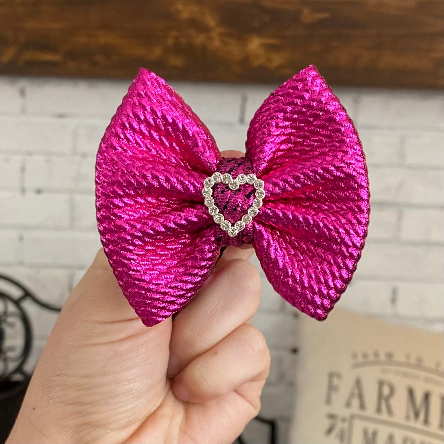 Metallic Heart Buckle Bow