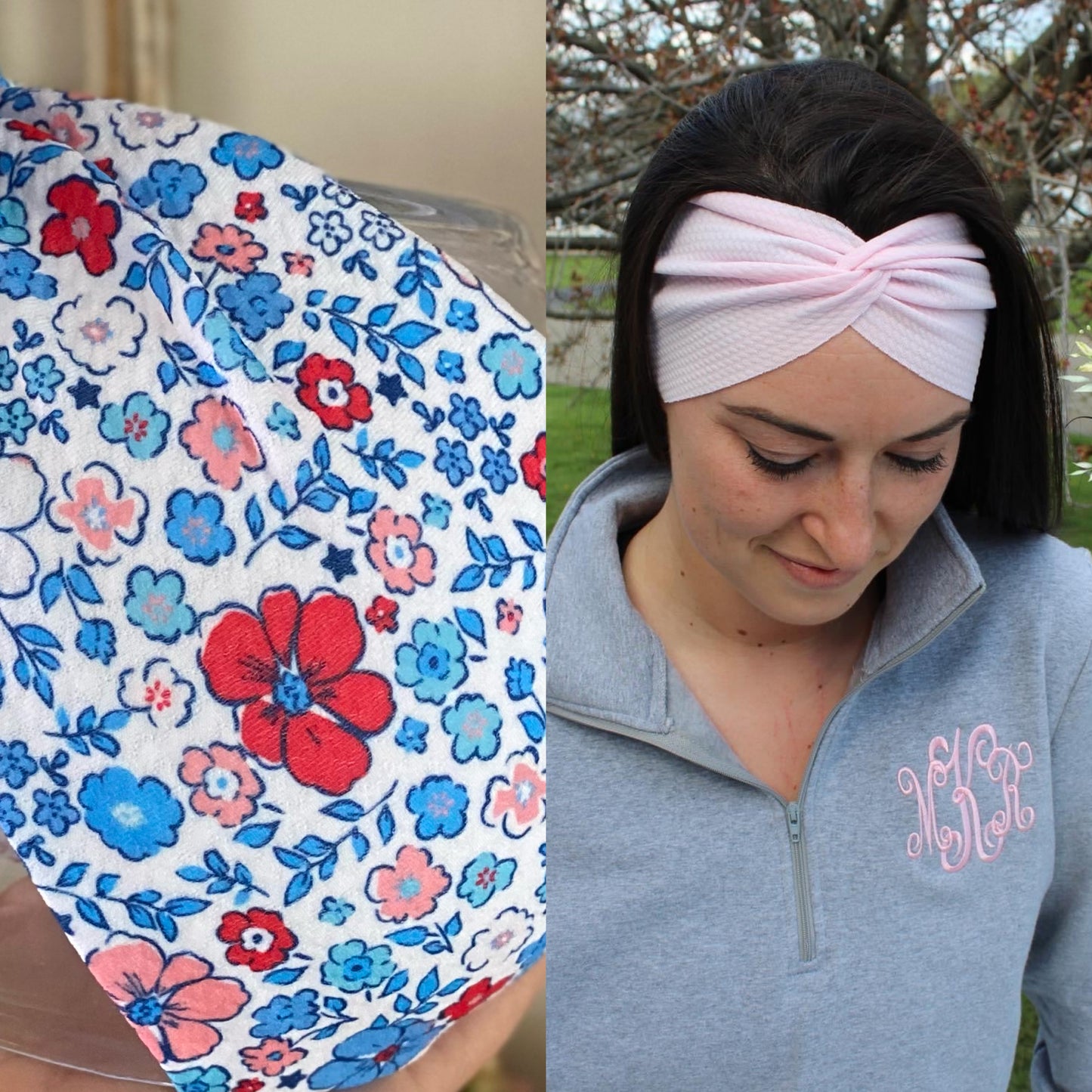 Americana Floral Adult Twist Headband