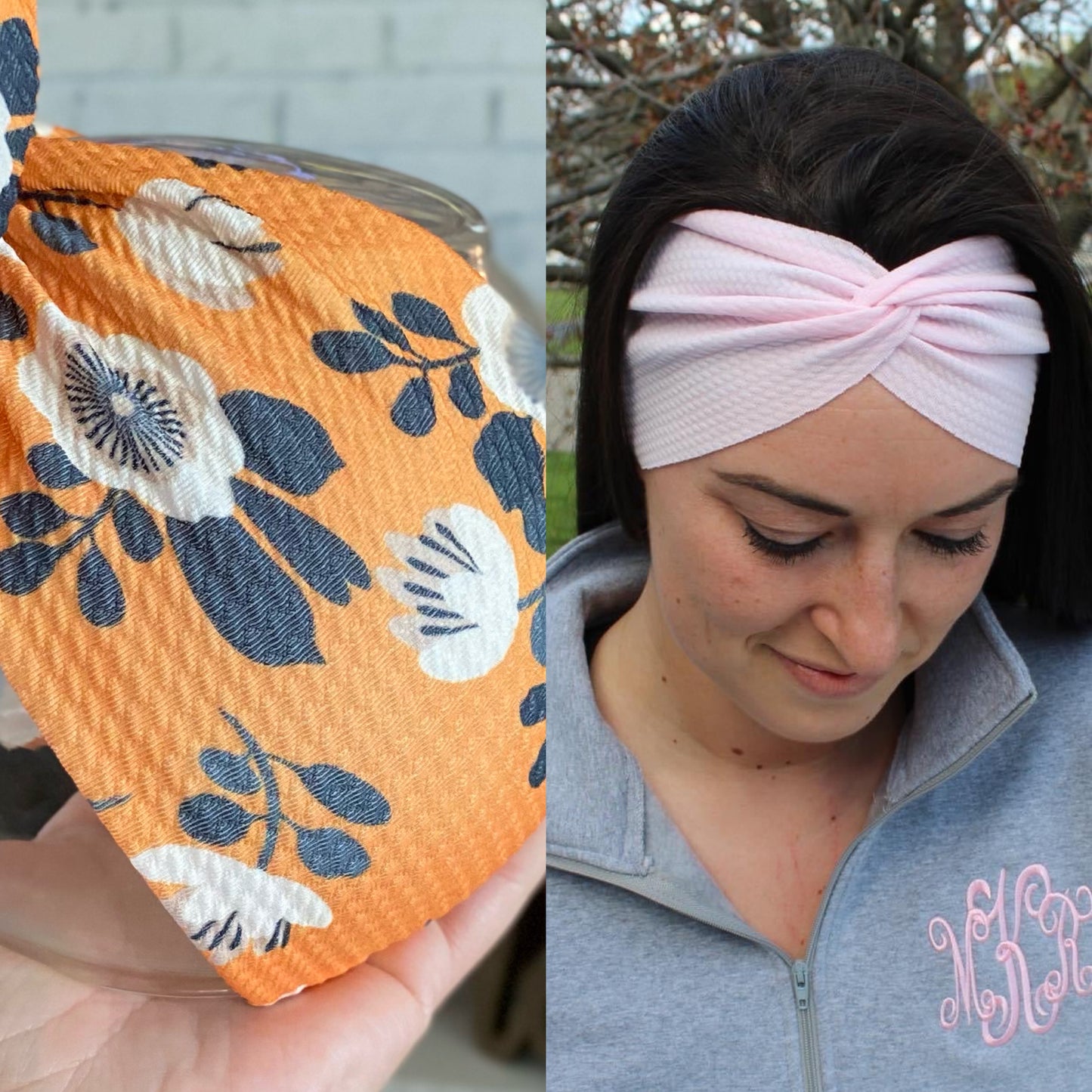 Orange Floral Adult Twist Headband