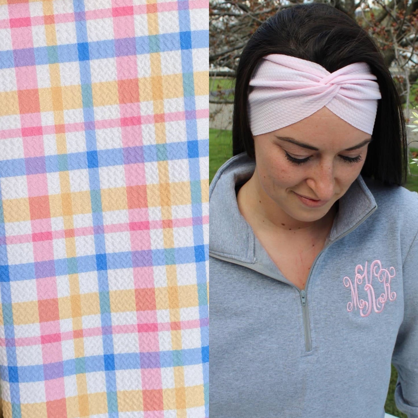 Spring Plaid Adult Twist Headband