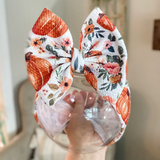 Watercolor Floral Pumpkins Bow