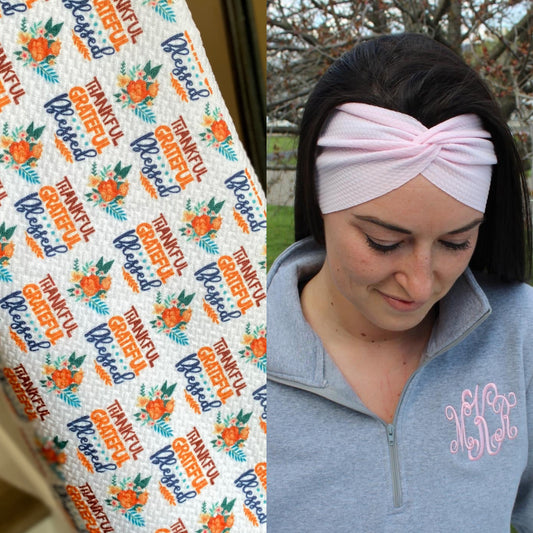 Thankful, Grateful, Blessed Adult Twist Headband