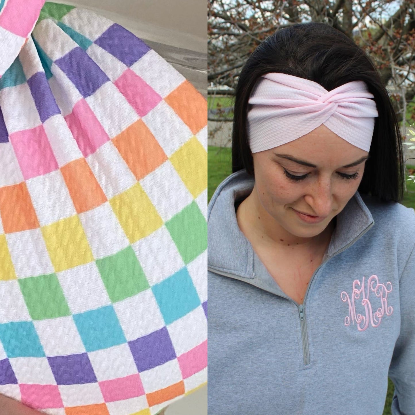 Rainbow Checkerboard Adult Twist Headband