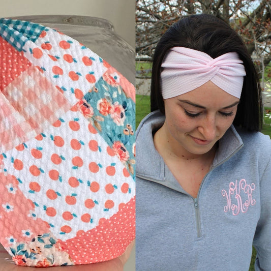 Peachy Patchwork Adult Twist Headband