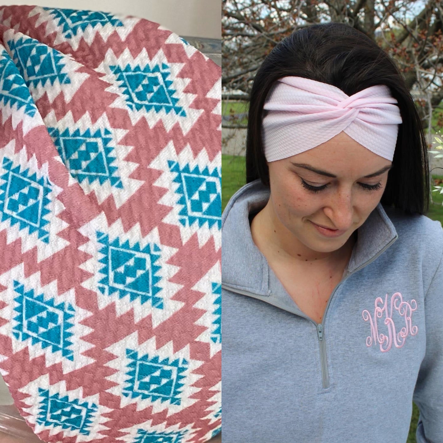 Dusty Rose Aztec Adult Twist Headband