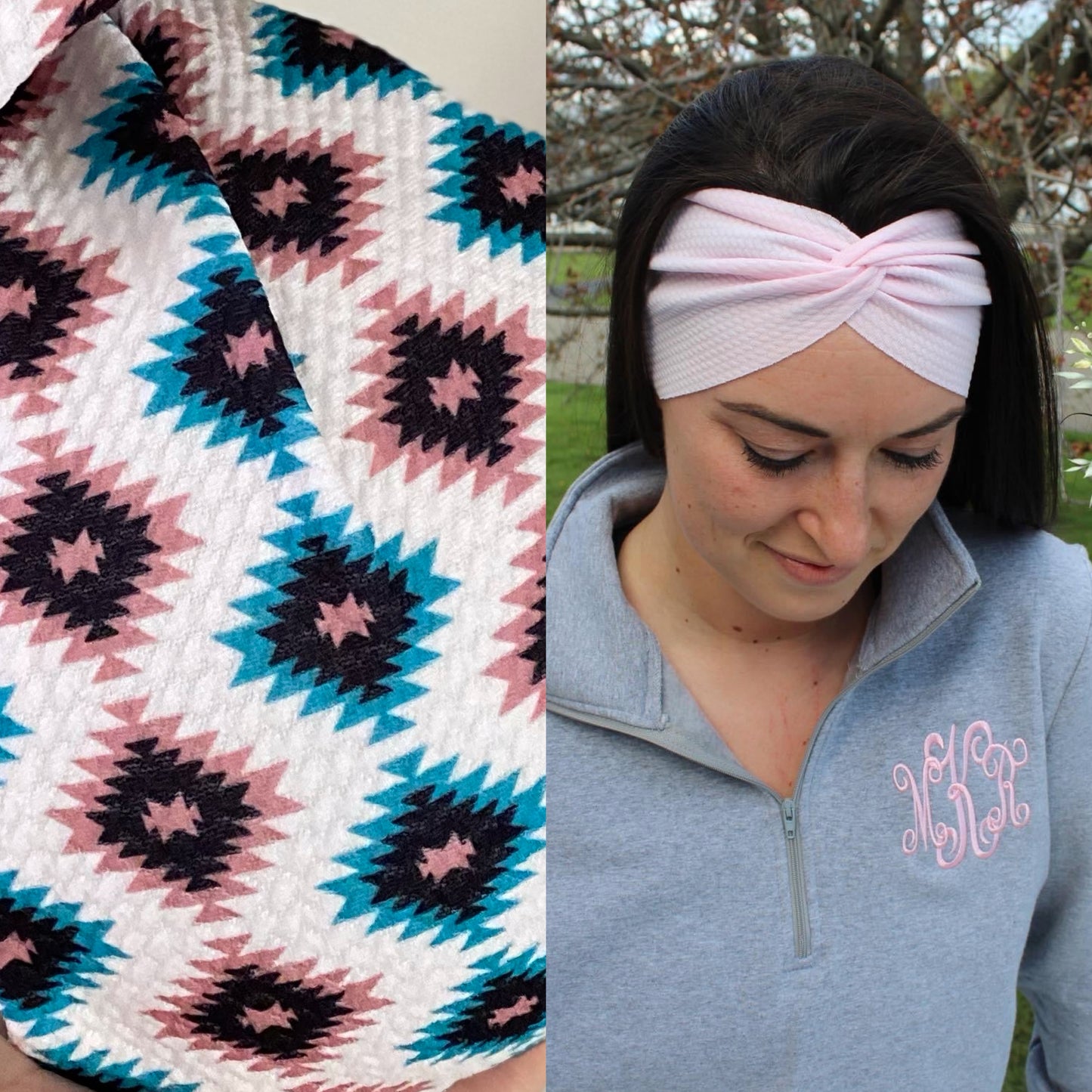 Turquoise Aztec Adult Twist Headband