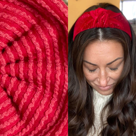 Waved Red Knotted Headband