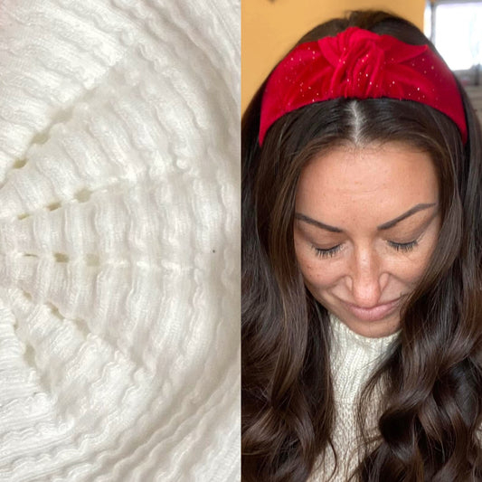 Waved White Knotted Headband