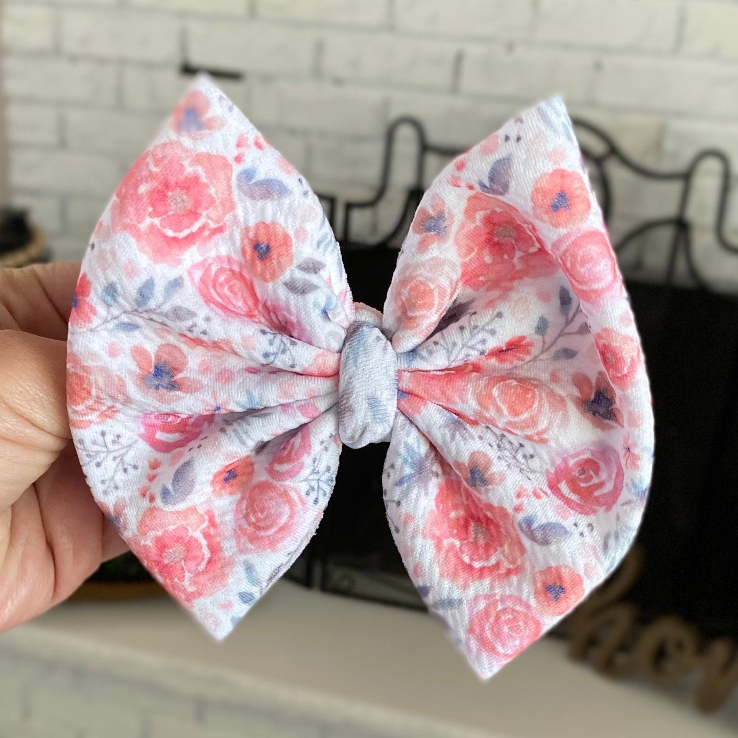 Pink Floral Bow