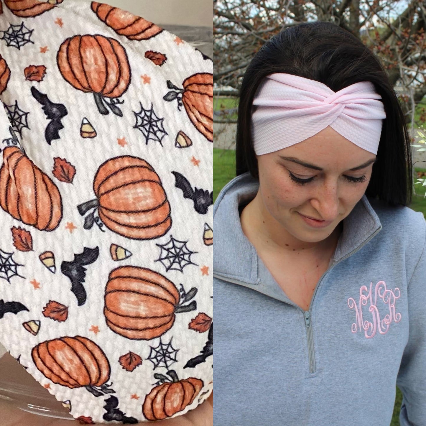 Pumpkins and Bats Adult Twist Headband