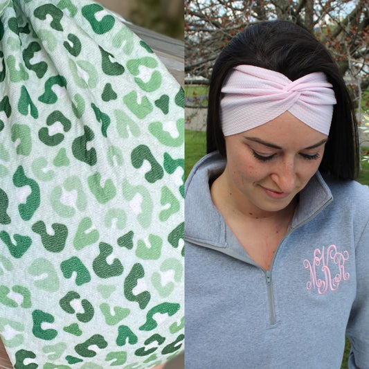 Green Leopard Adult Twist Headband