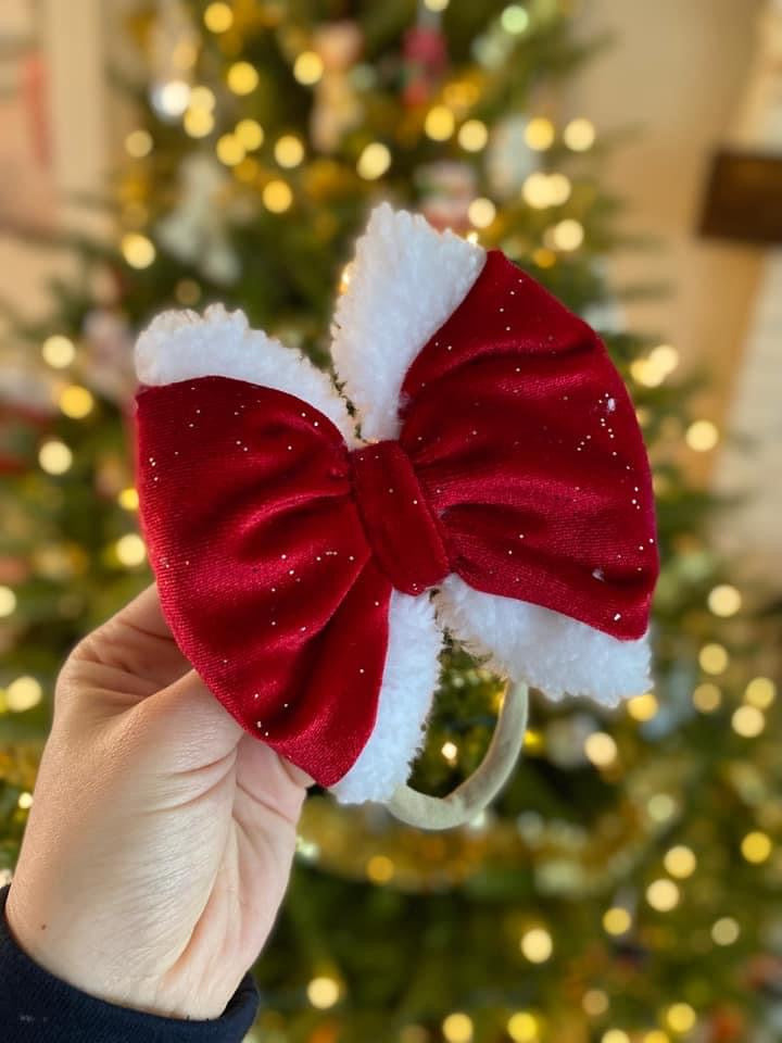 Velvet Shimmer Santa Bow