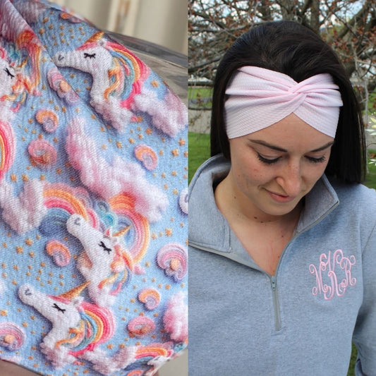 Rainbow Unicorns Adult Twist Headband