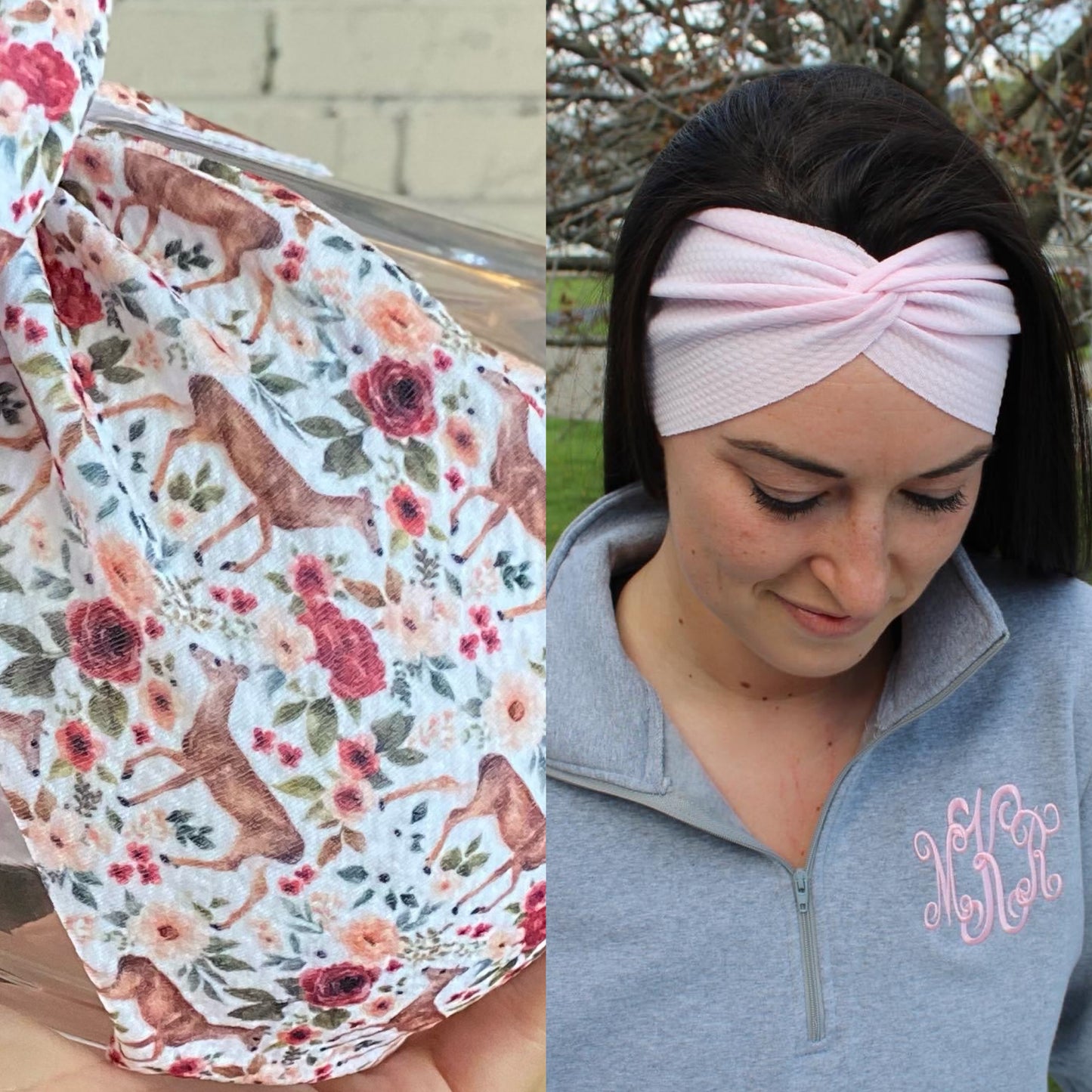 Floral Deer Adult Twist Headband