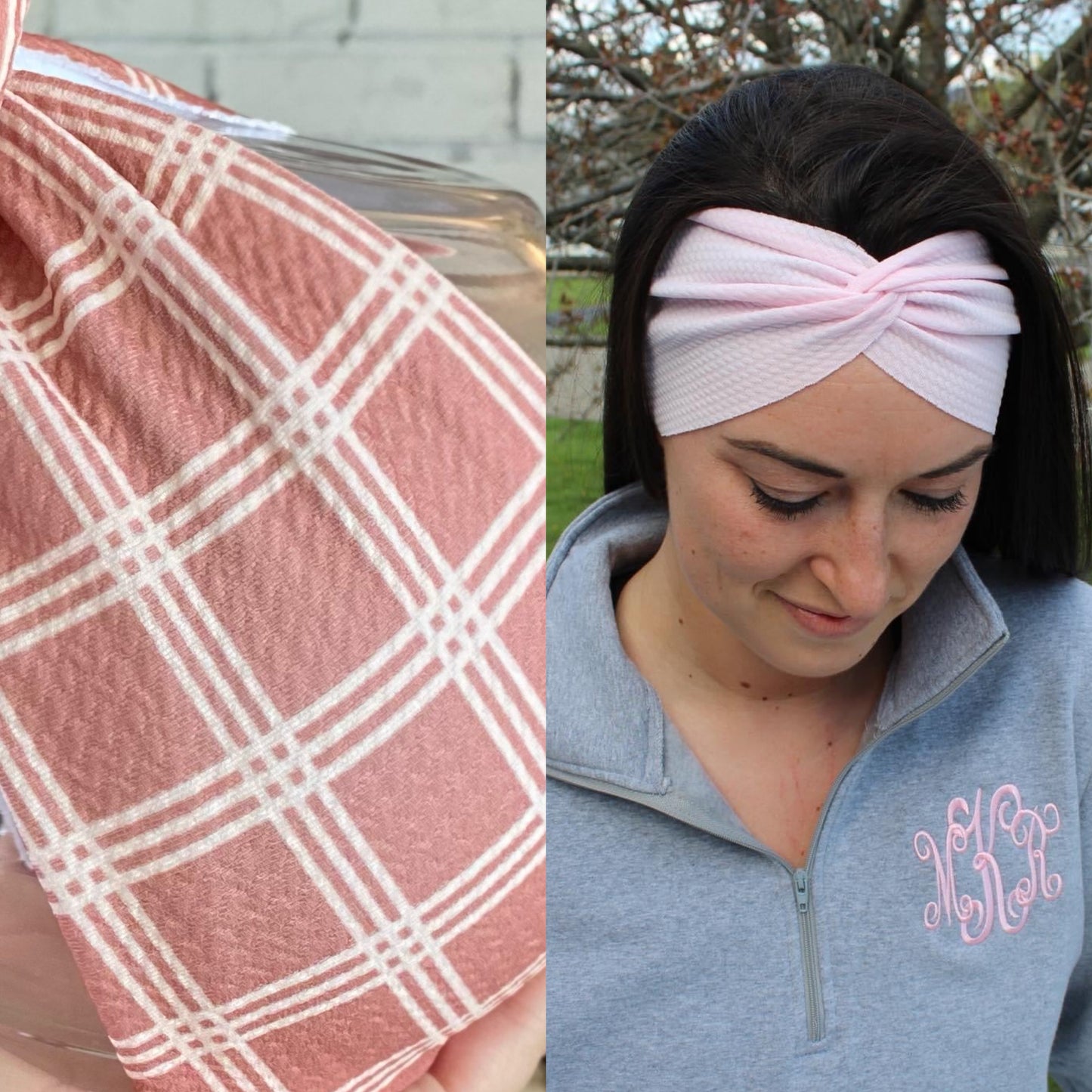 Boho Plaid Adult Twist Headband